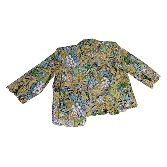 Trenz by Theresa Renz Womens L  Blue Green Cardigan All Over Floral Y2K Vintage - Picture 2 of 8